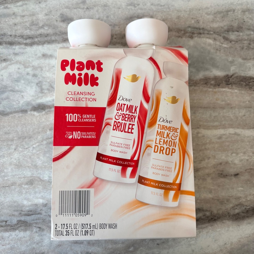 Dove Plant Milk Cleansing Collection Body Wash Oat Milk Berry Turmeric Lemon 2pk